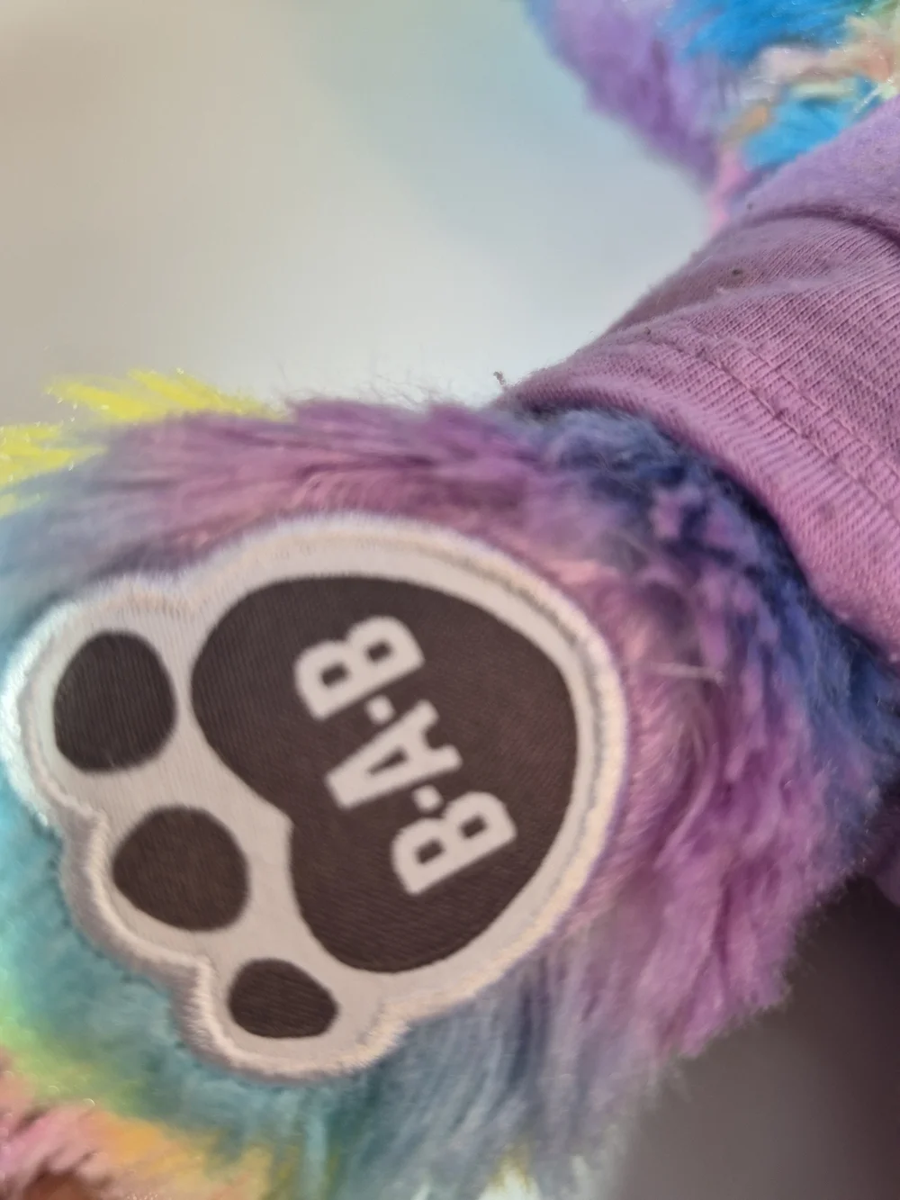 B.A.B Rainbow Sparkle Teddy Bear  tie die fur With Cloths